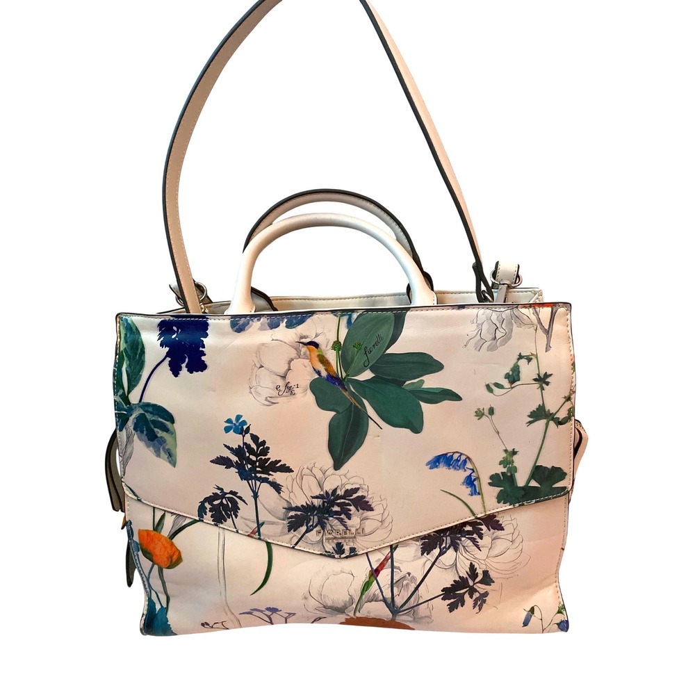 Fiorelli Floral Bird Print Satchel Bag white floral Top Handle Crossbody